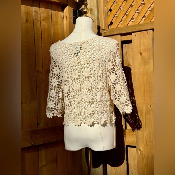 🆕 FARM Rio 🧿 NWOT Off White Crochet Crop Top, Sz Sm - Picture 6 of 13